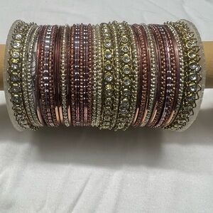 Elegant Gold and Brown Bangle Set